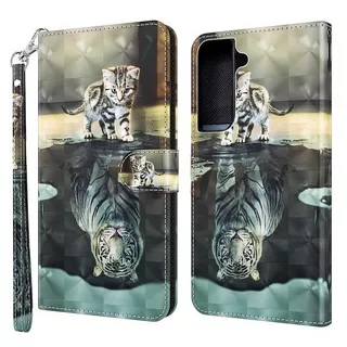 Cover-Discount  Galaxy S22 - Etui Glitzer Effekt Katze 