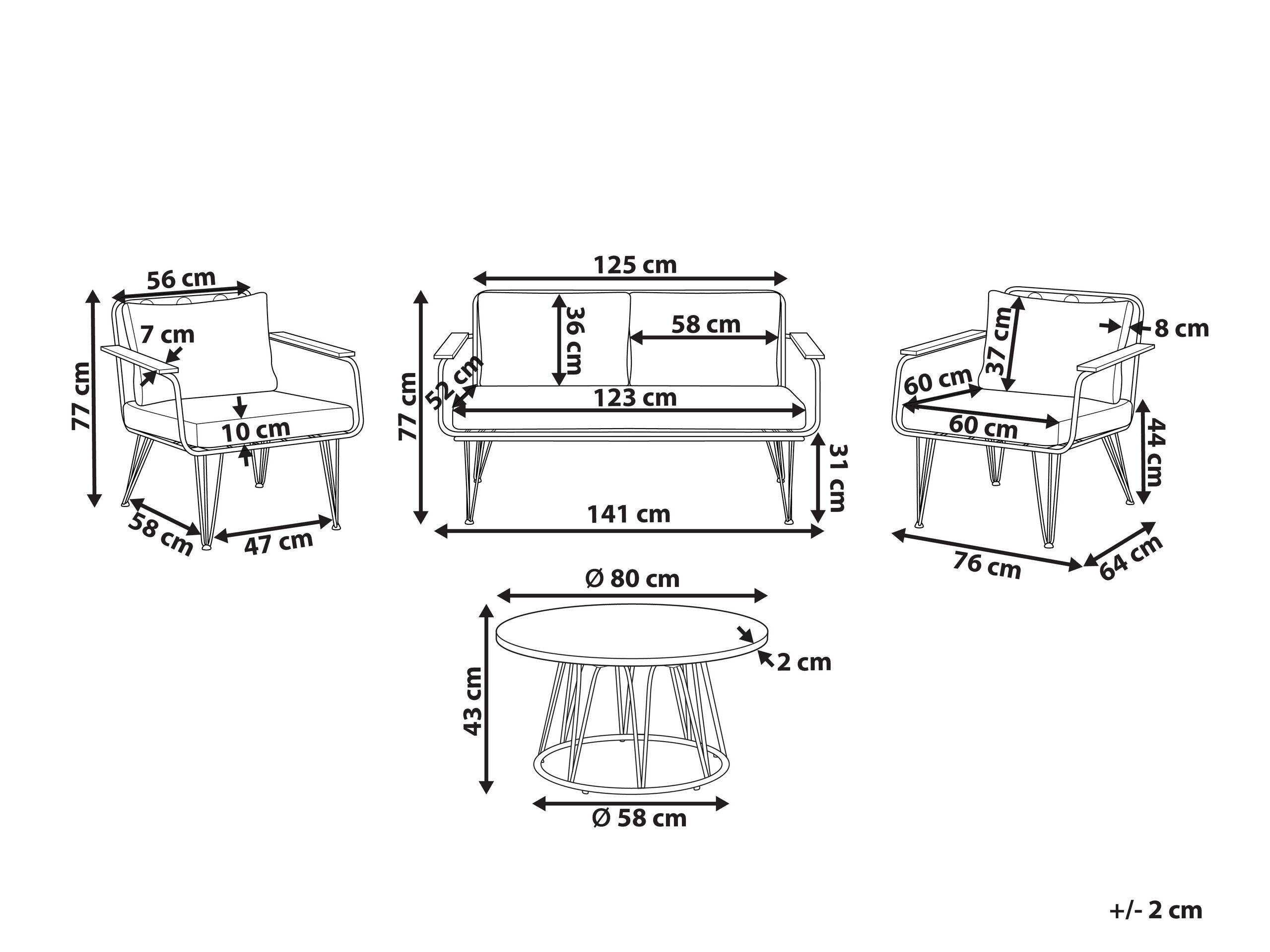 Beliani Salon de jardin en Acier Rétro MONTESILVANO  