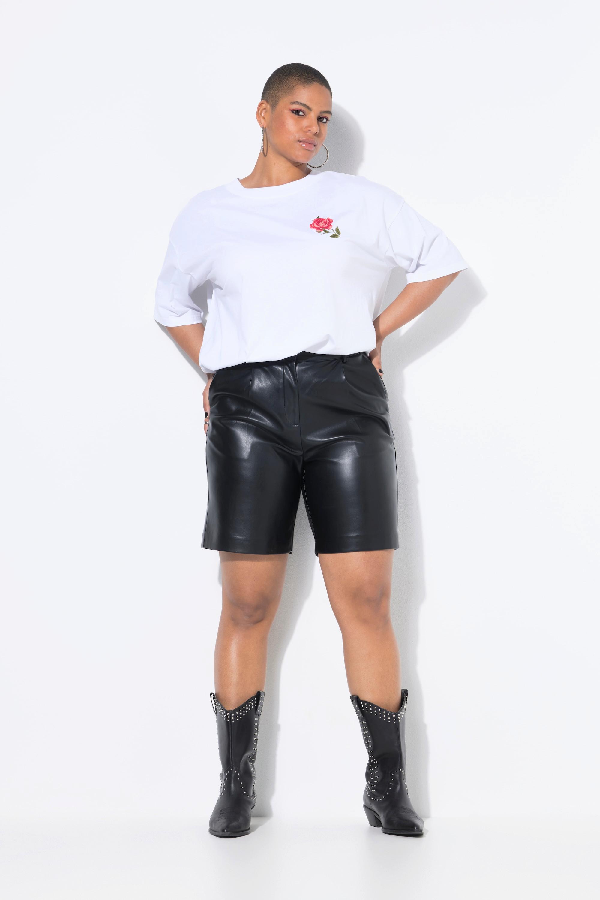 Studio Untold High Waist Weites Bein Bermuda Shorts Lederoptik  