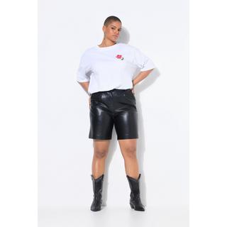 Studio Untold High Waist Weites Bein Bermuda Shorts Lederoptik  