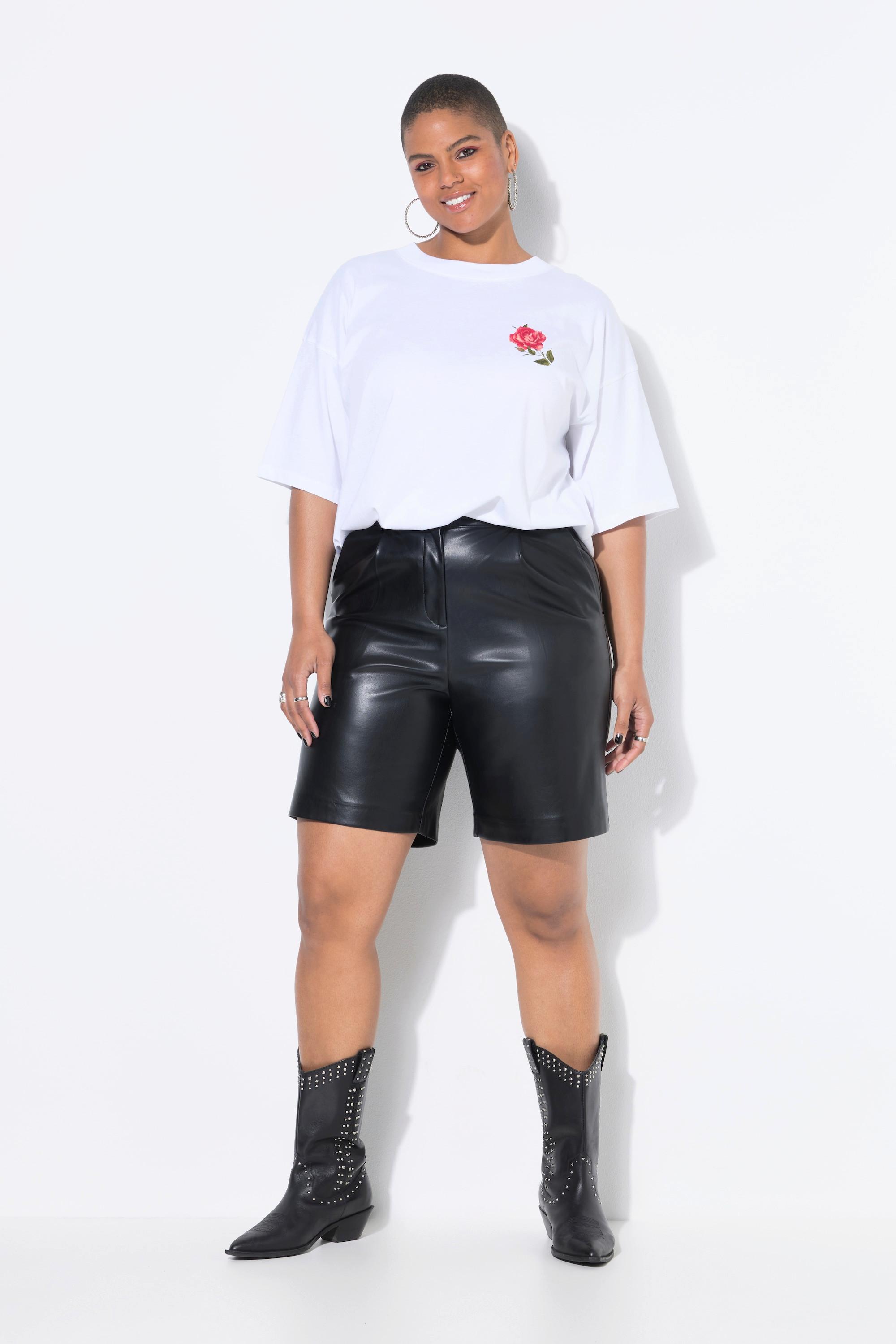 Studio Untold High Waist Weites Bein Bermuda Shorts Lederoptik  