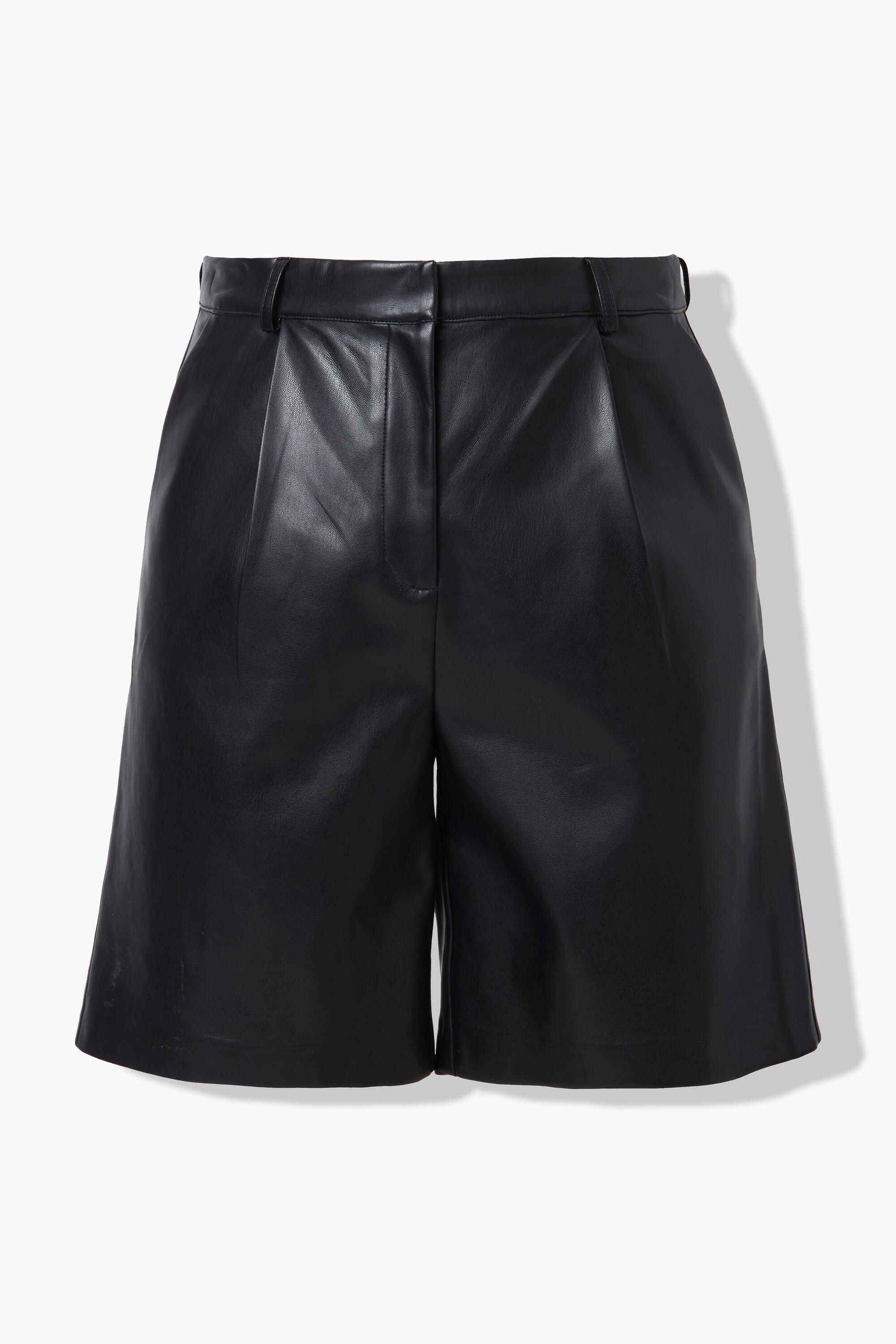 Studio Untold High Waist Weites Bein Bermuda Shorts Lederoptik  