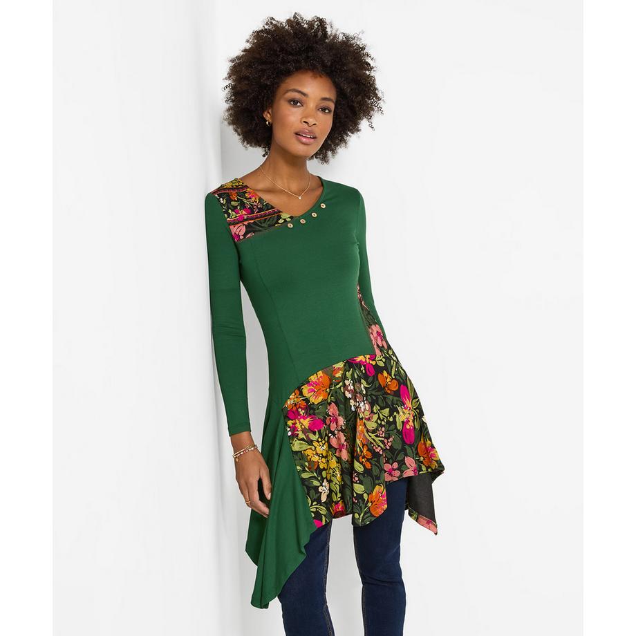 Fabuleuse Robe Tunique en Jersey Fleurie