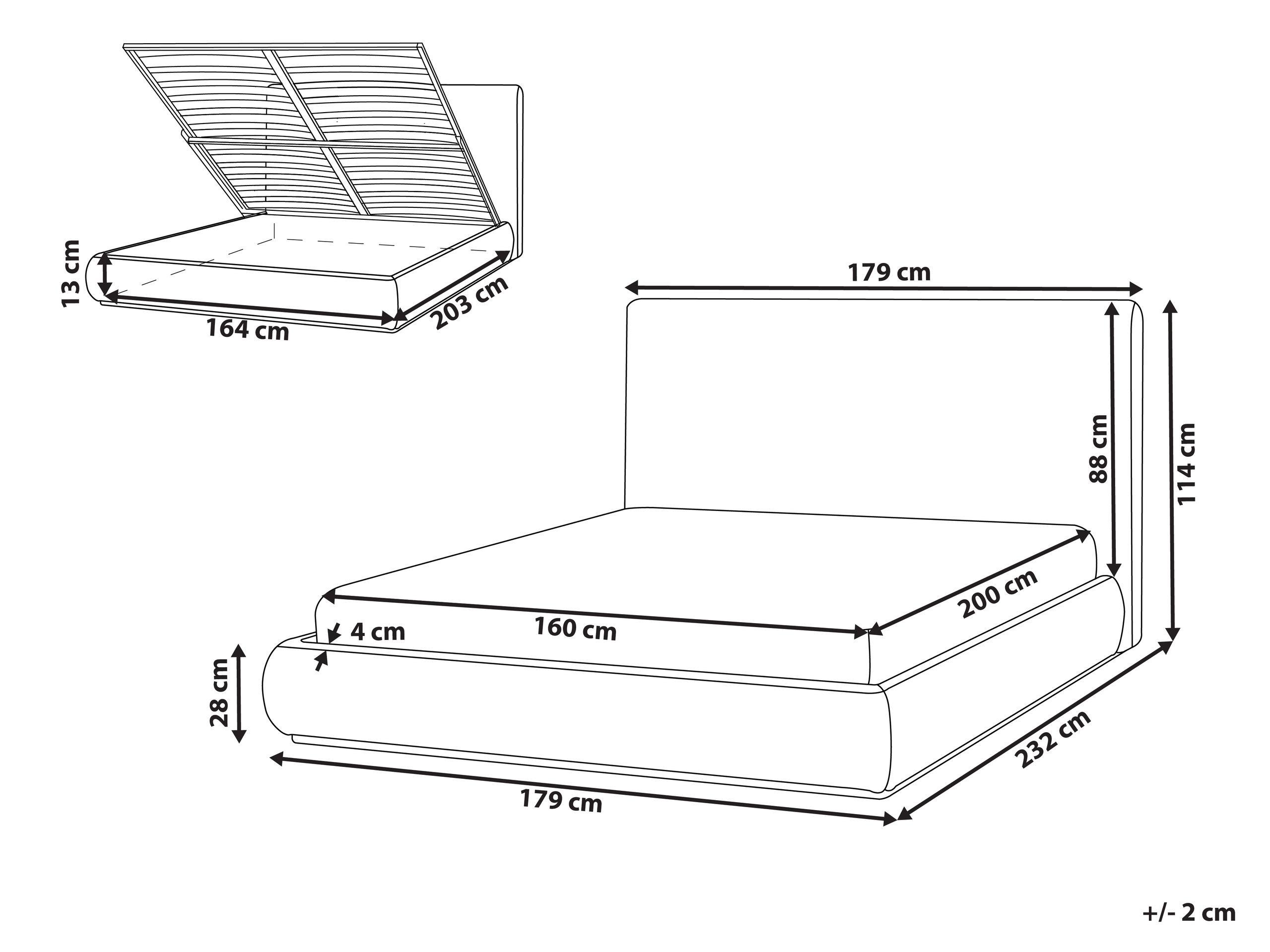 Beliani Letto contenitore en Tessuto Moderno CAMPAGNE  