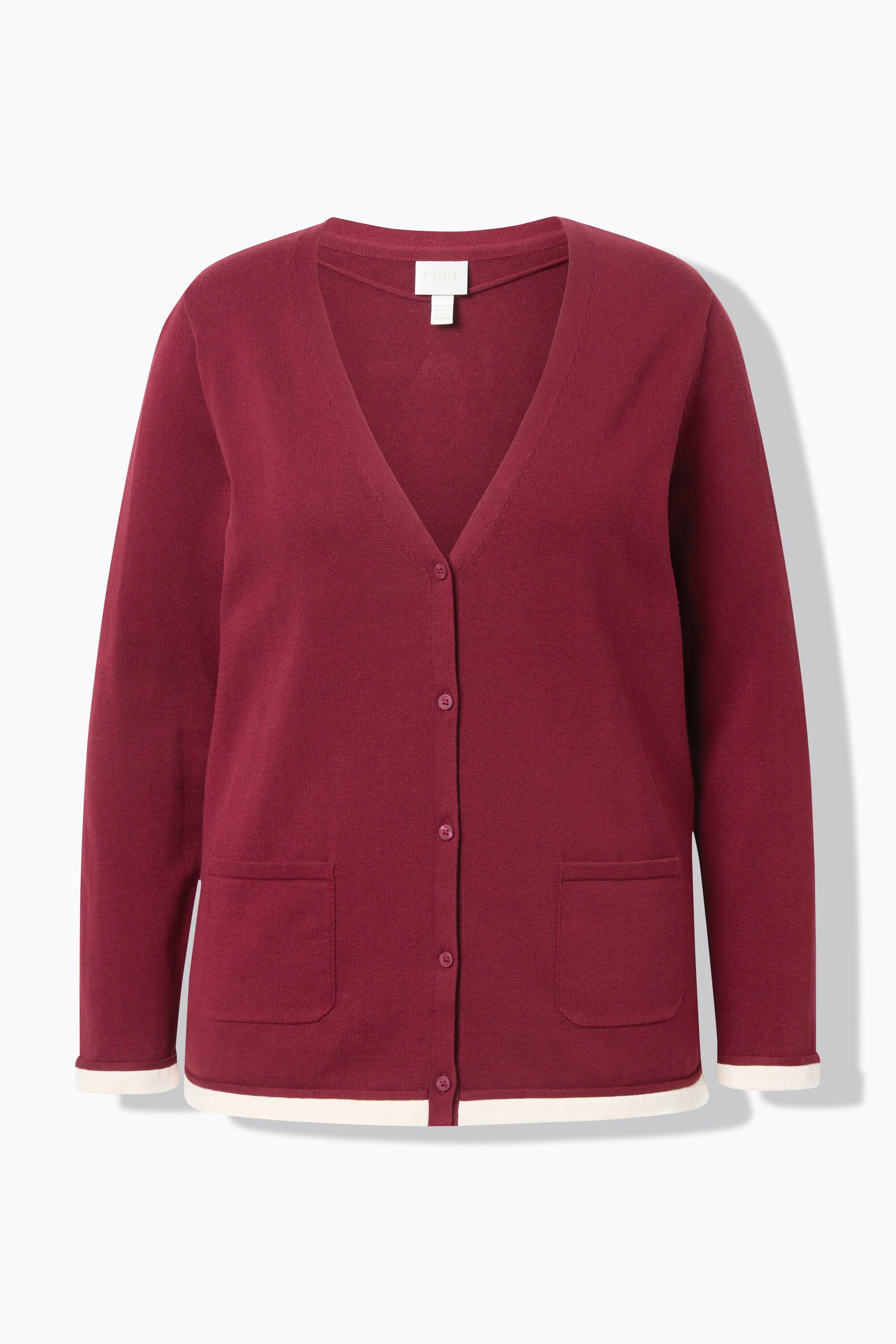 Ulla Popken Cardigan Manches Longues Col V Coton Bio  