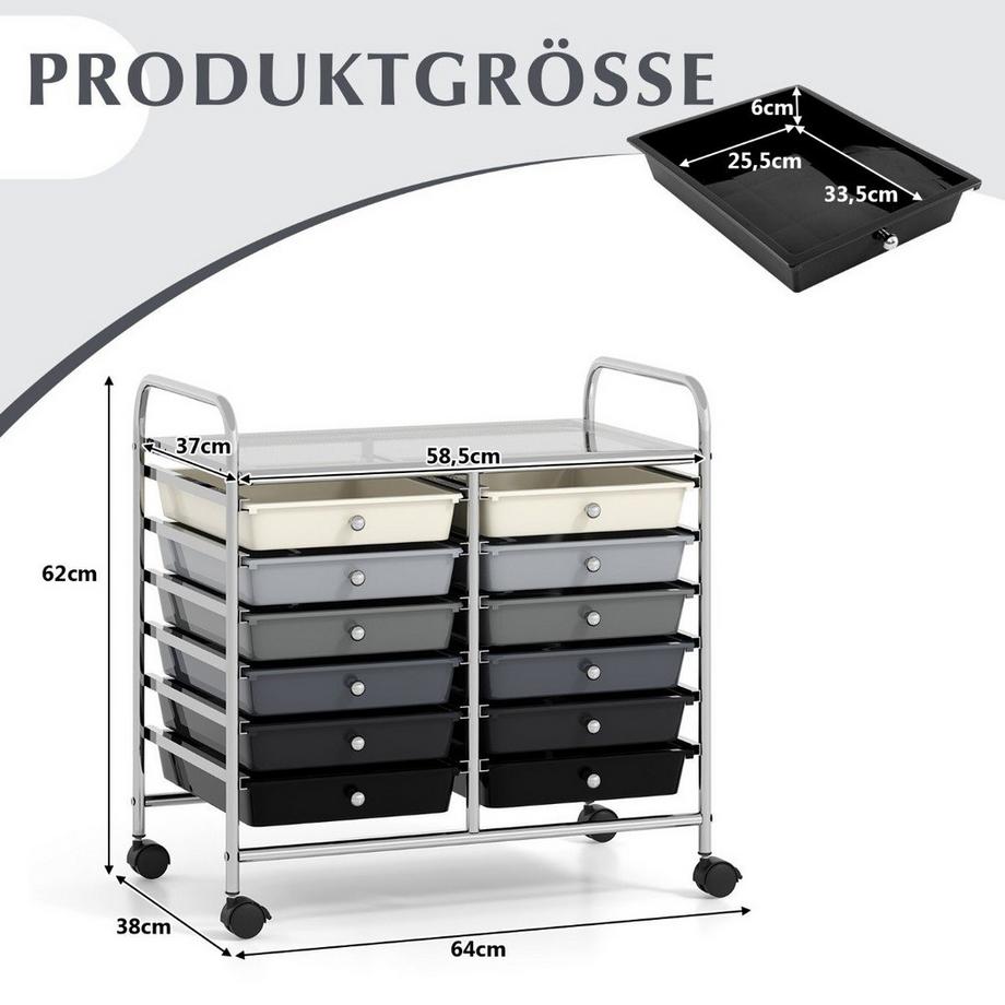 Northix Lagerwagen mit 12 Schubladen  