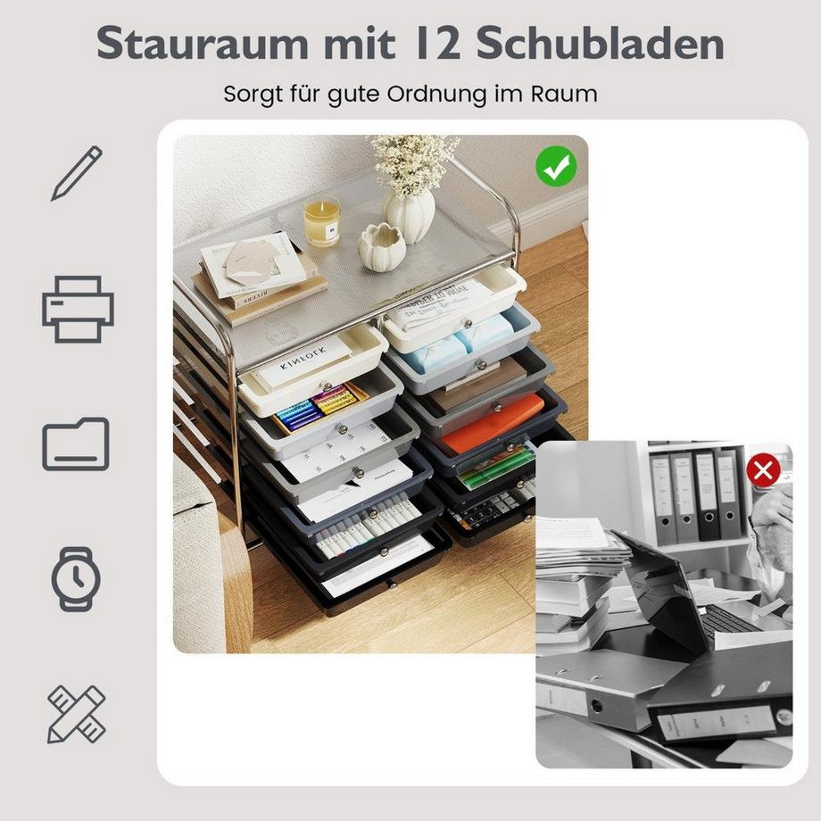 Northix Lagerwagen mit 12 Schubladen  