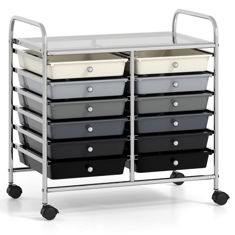 Carrello portaoggetti con 12 cassetti