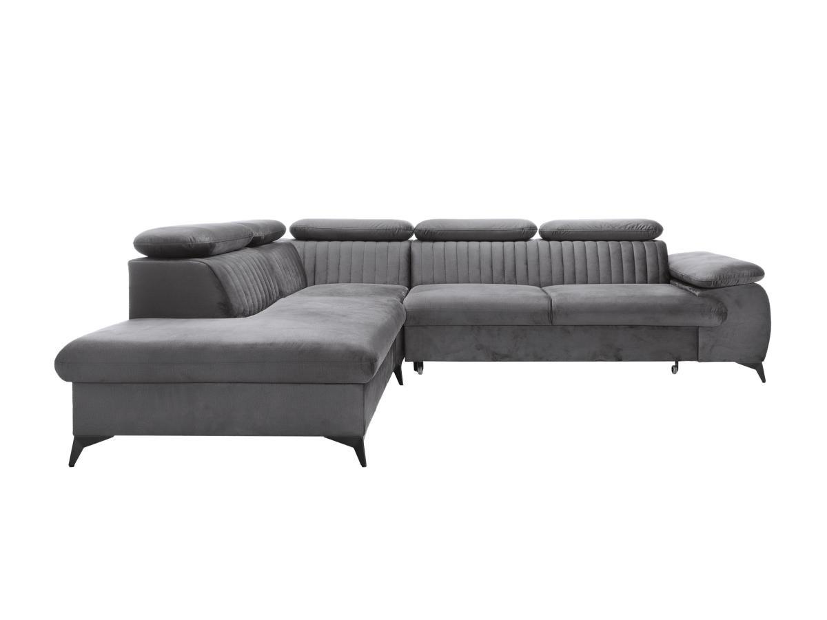 PASCAL MORABITO Divano letto grande in Velluto Antracite - Angolo a sinistra - SAMARA di PASCAL MORABITO  