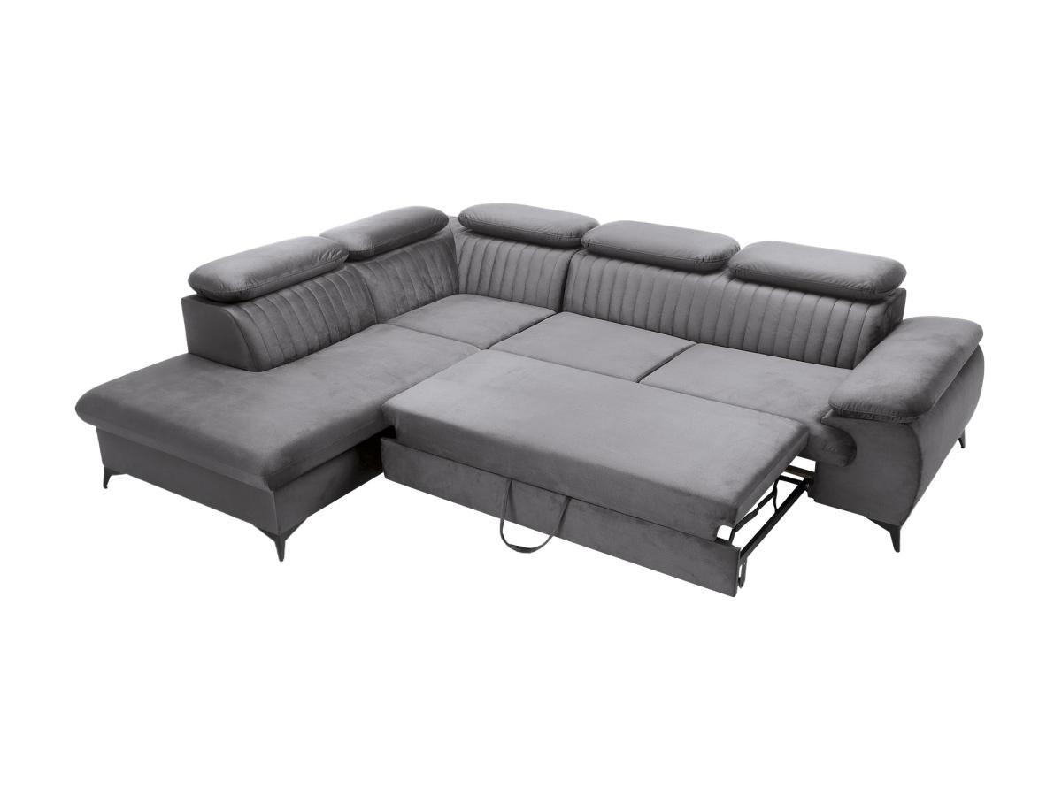 PASCAL MORABITO Divano letto grande in Velluto Antracite - Angolo a sinistra - SAMARA di PASCAL MORABITO  