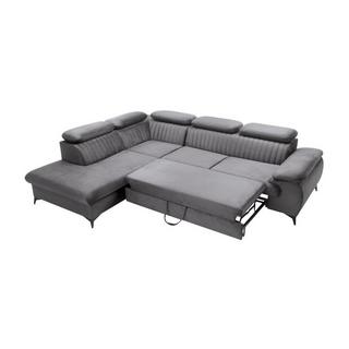 PASCAL MORABITO Divano letto grande in Velluto Antracite - Angolo a sinistra - SAMARA di PASCAL MORABITO  