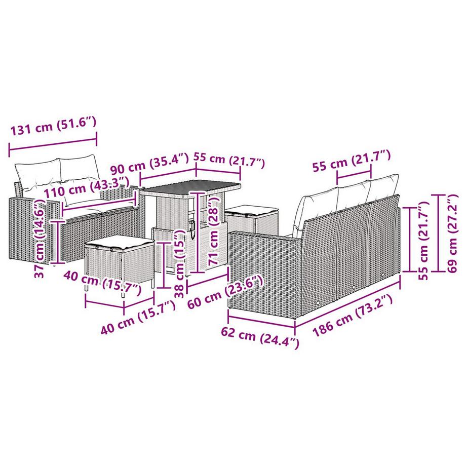 VidaXL Outdoor-sofa poly-rattan  