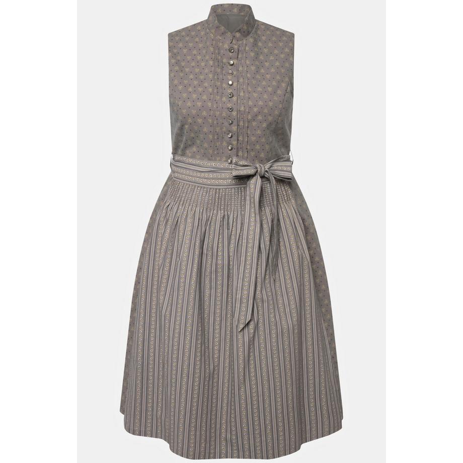 Ulla Popken Abito tradizionale Dirndl smanicato nervature bottoni decorativi collo alto  