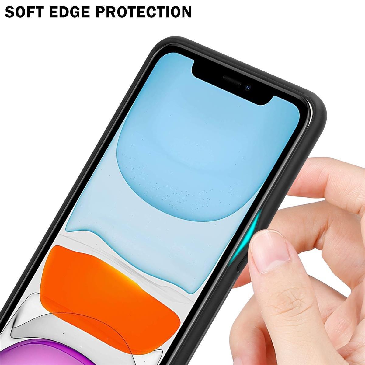 Cadorabo  Housse compatible avec Apple iPhone 11 - Aspect rayé - Coque de protection en silicone TPU et dos en verre trempé 