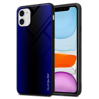 Cadorabo  Housse compatible avec Apple iPhone 11 - Aspect rayé - Coque de protection en silicone TPU et dos en verre trempé 