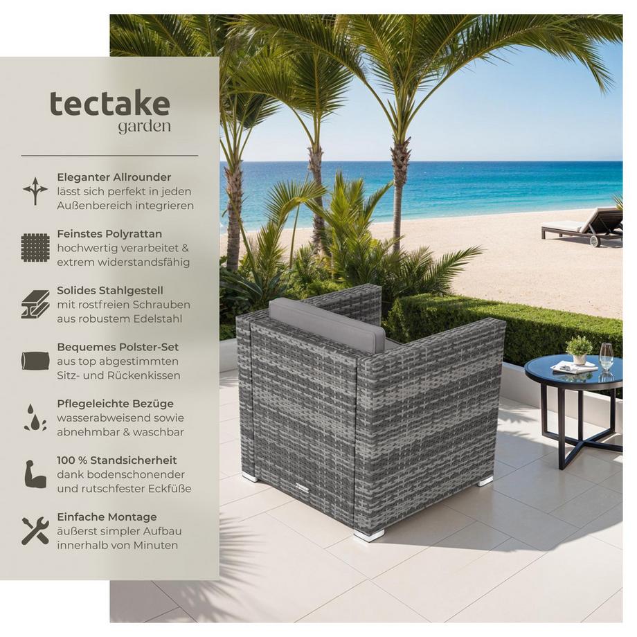 Tectake Fauteuil de jardin en rotin LIGNANO résistant  