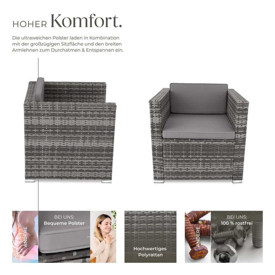 Tectake Fauteuil de jardin en rotin LIGNANO résistant  