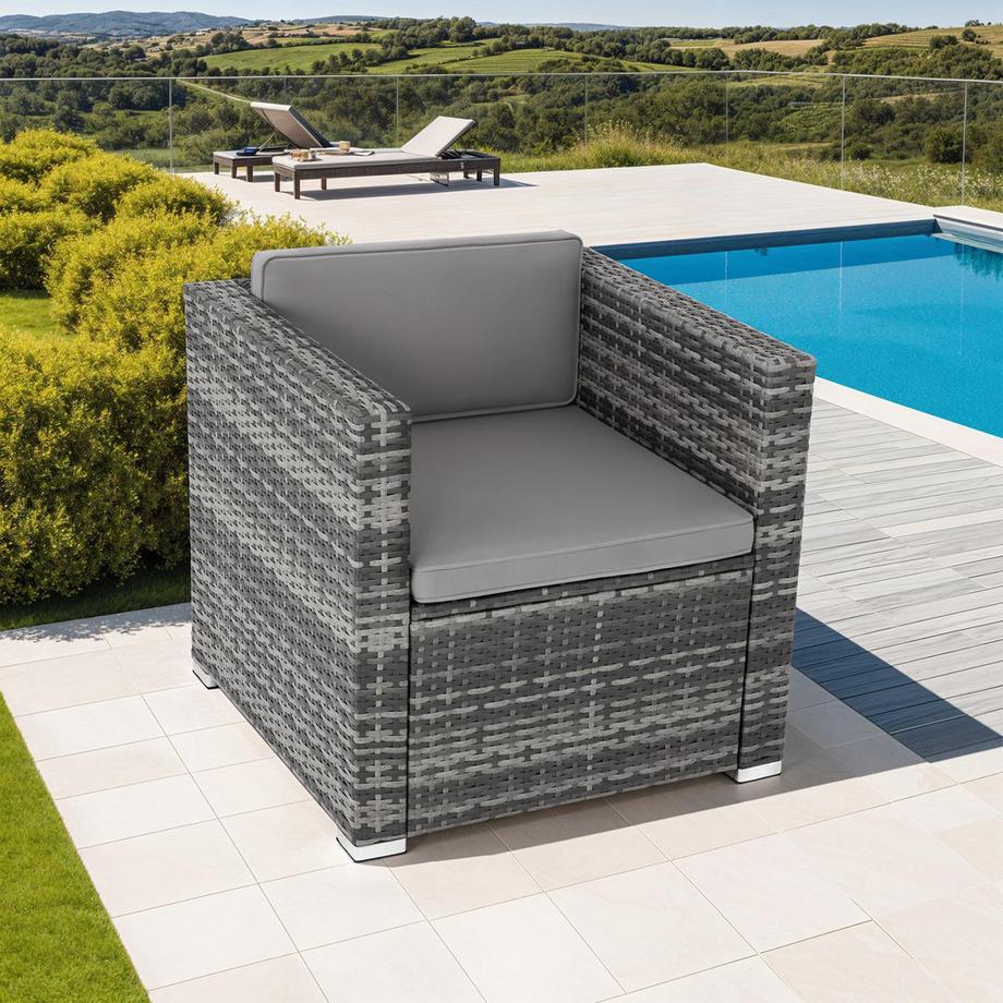 Tectake Fauteuil de jardin en rotin LIGNANO résistant  