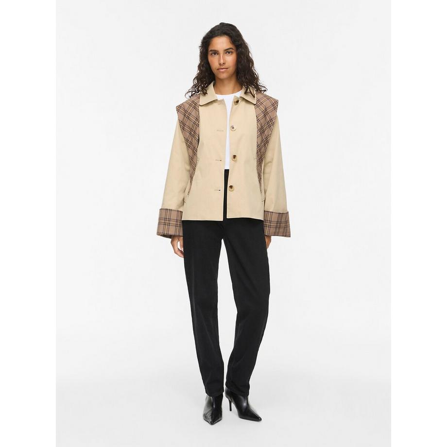 VILA Kurzer Trenchcoat aus zwei Materialien mit Schleife  