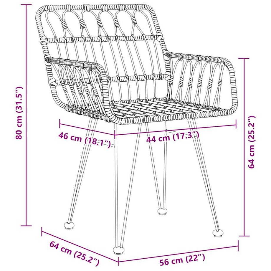 VidaXL Set da pranzo per esterni Polyrattan  