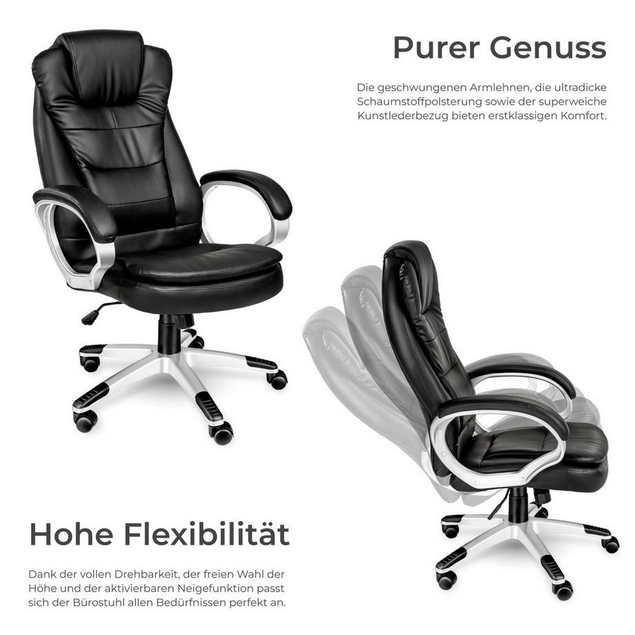 Tectake Bürostuhl Zulu 360° drehbar und stufenlos höhenverstellbar mit gepolsterten Armlehnen  