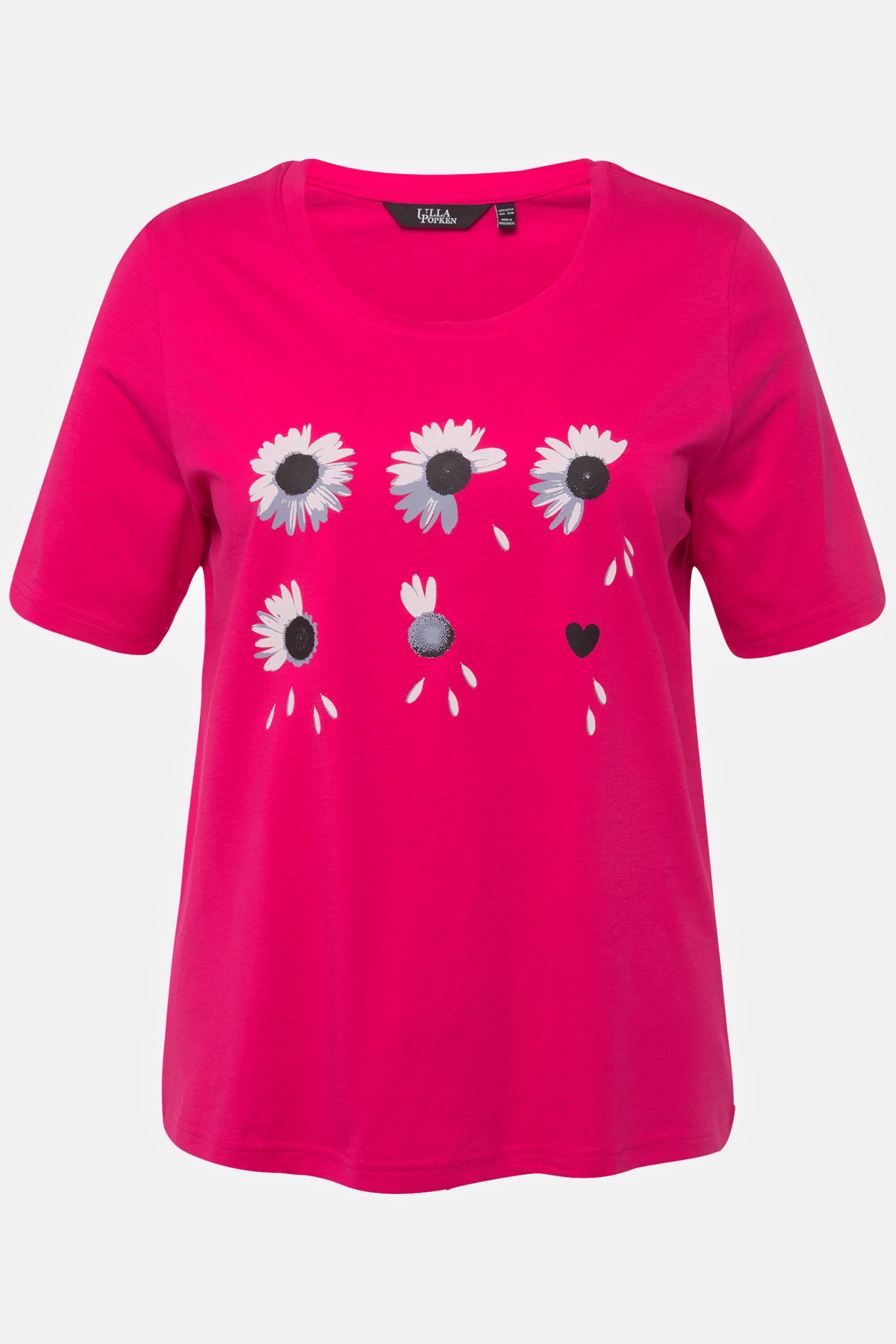 Ulla Popken  T-Shirt, Blüten, Classic, Rundhals, Halbarm 