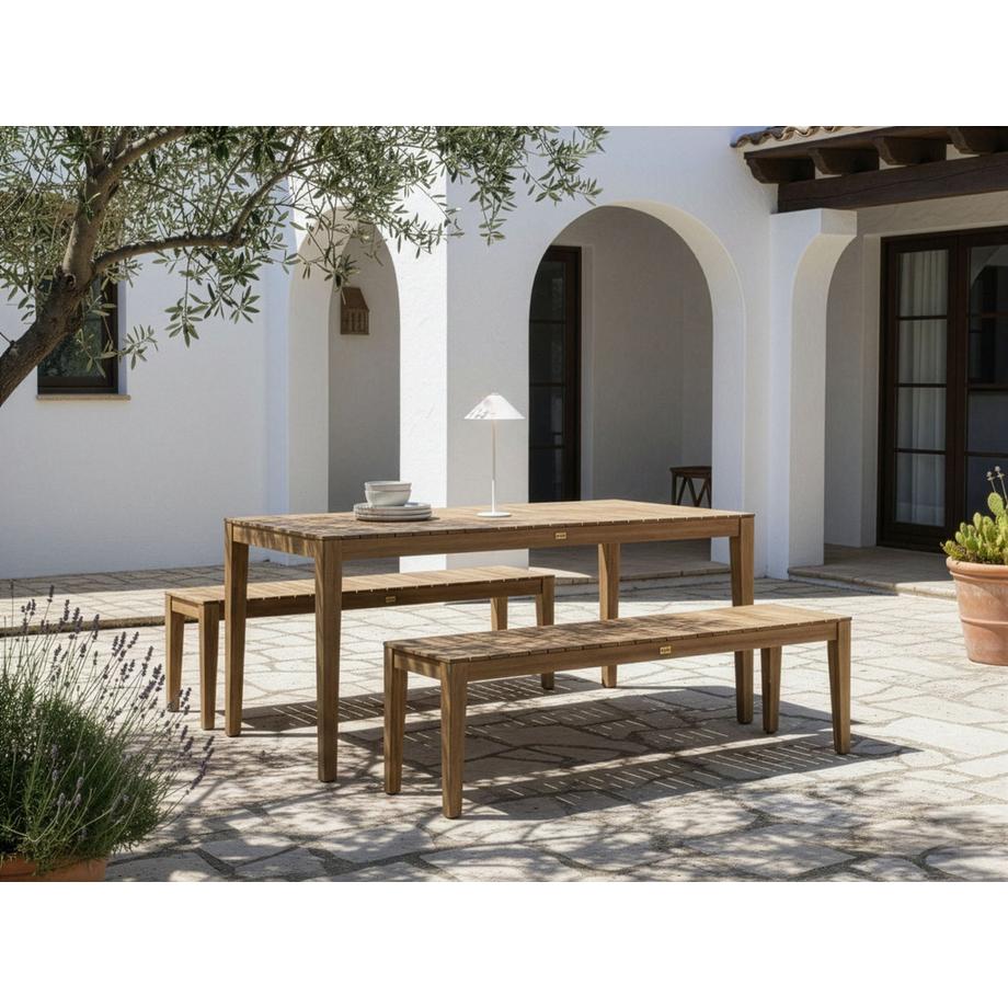 Beliani Salle à manger de jardin avec bancs en Bois d'acacia certifié  CHIOGGIA  