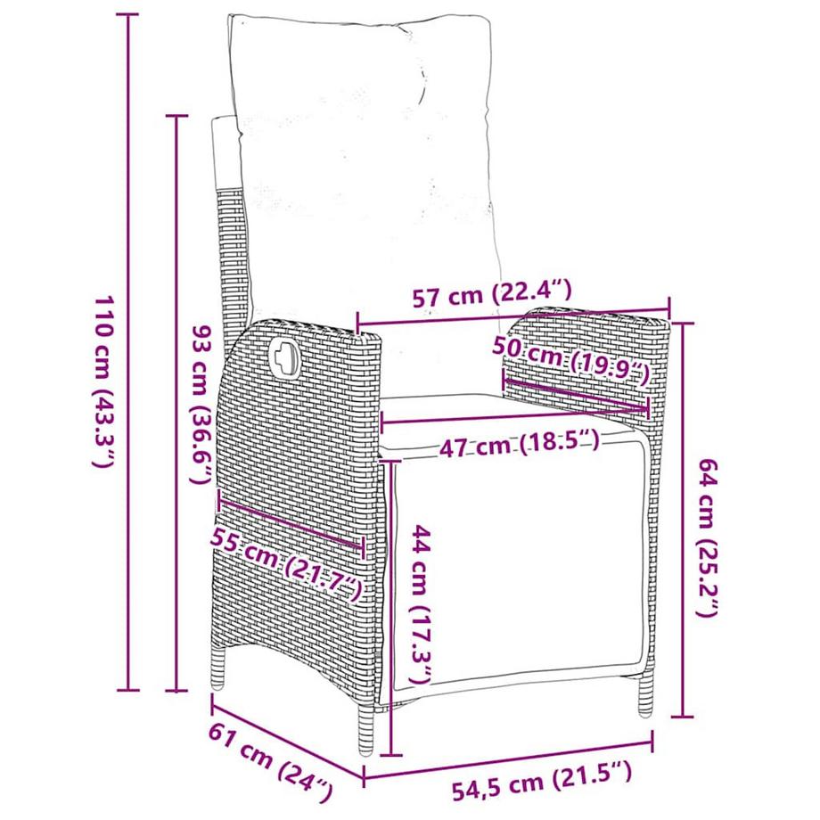 VidaXL Set da Pranzo per Giardino Polyrattan  