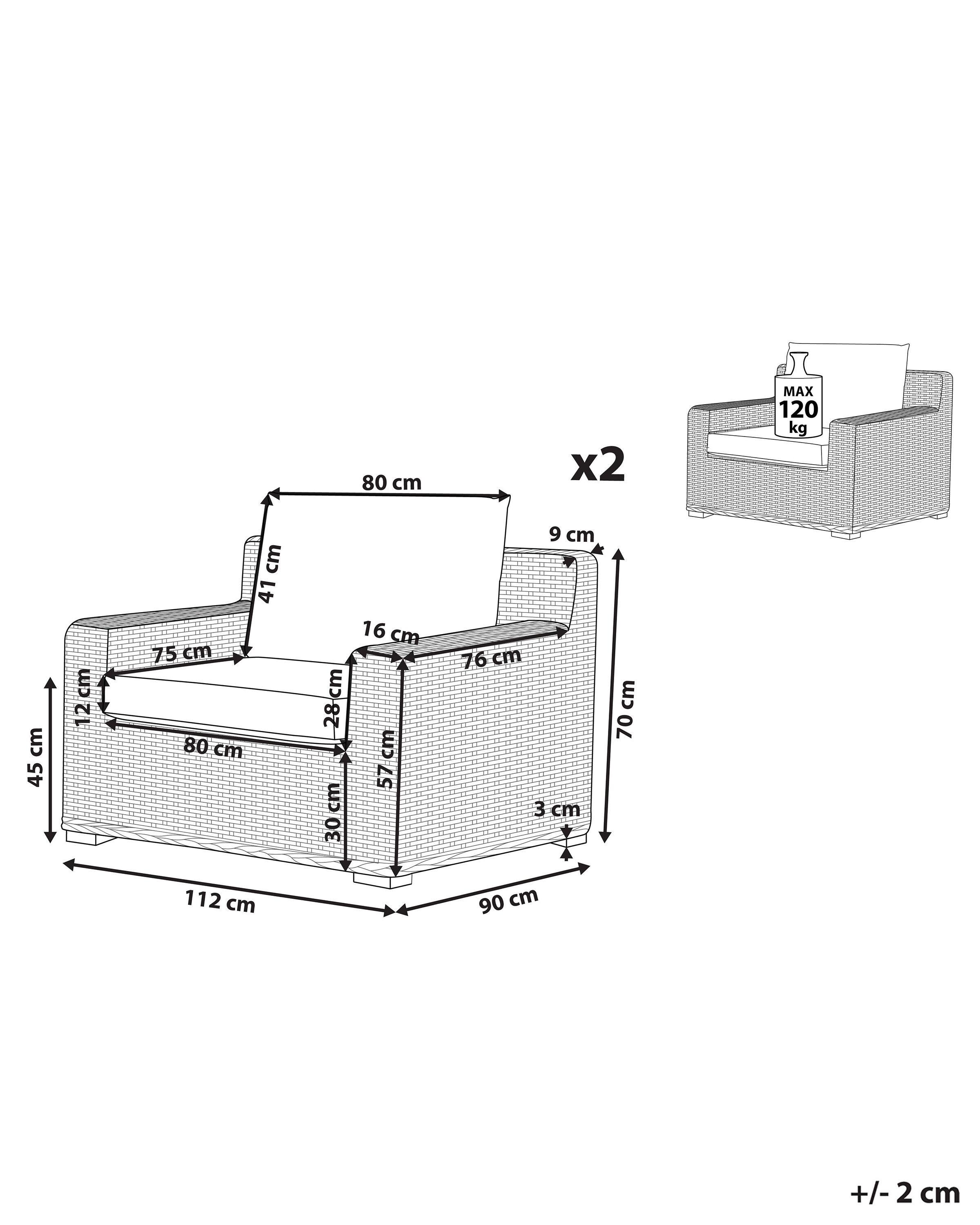 Beliani Set di 2 poltrone da giardino en Rattan Boho ARDEA  