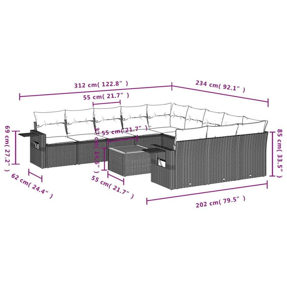 VidaXL Garten sofagarnitur poly-rattan  