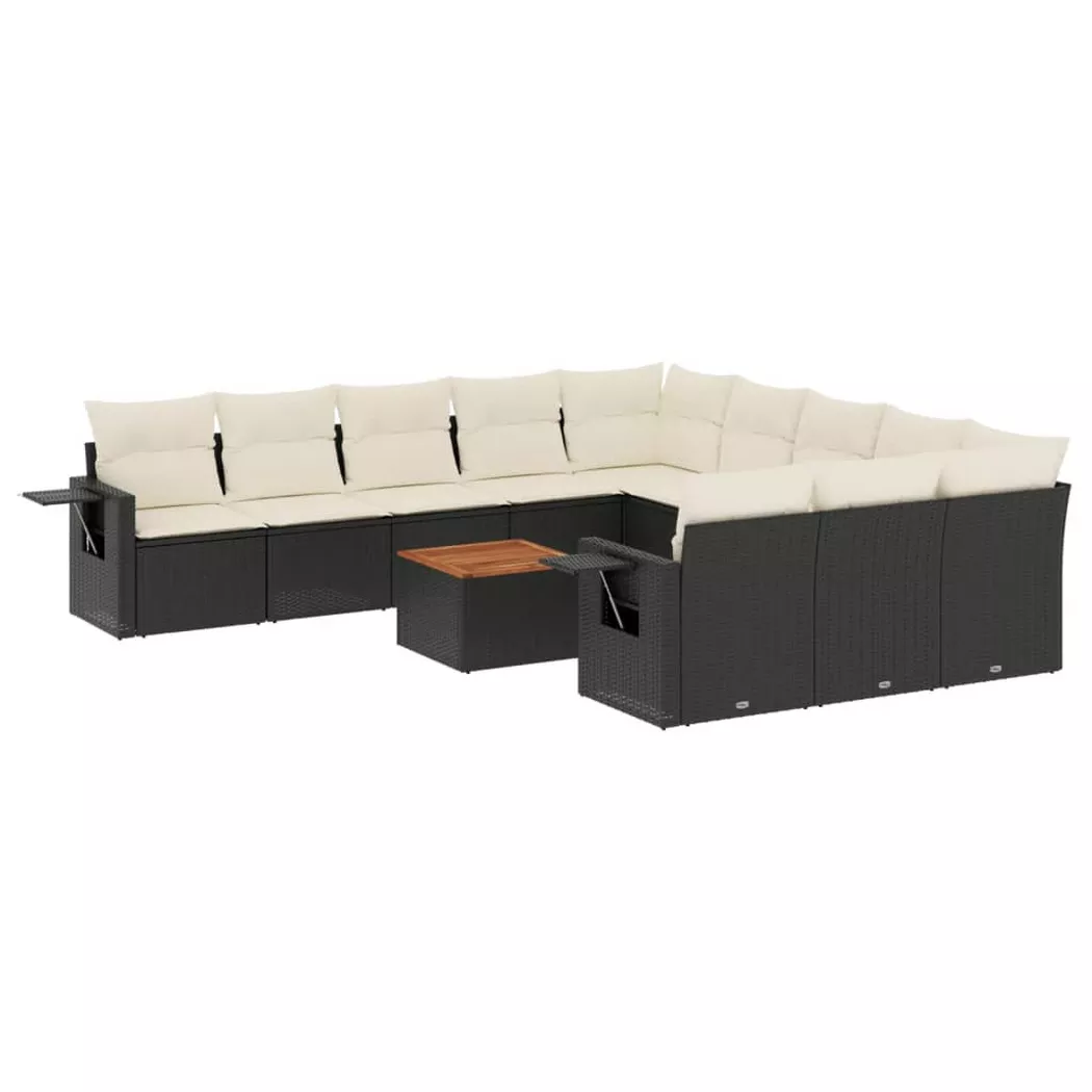 VidaXL - set divano da giardino Polirattan, One Size, Nero