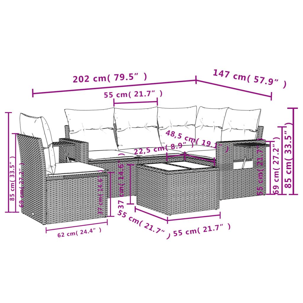 VidaXL set divano da giardino Polirattan  