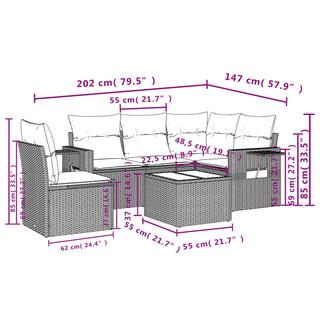 VidaXL Ensemble de canapés de jardin rotin synthétique  