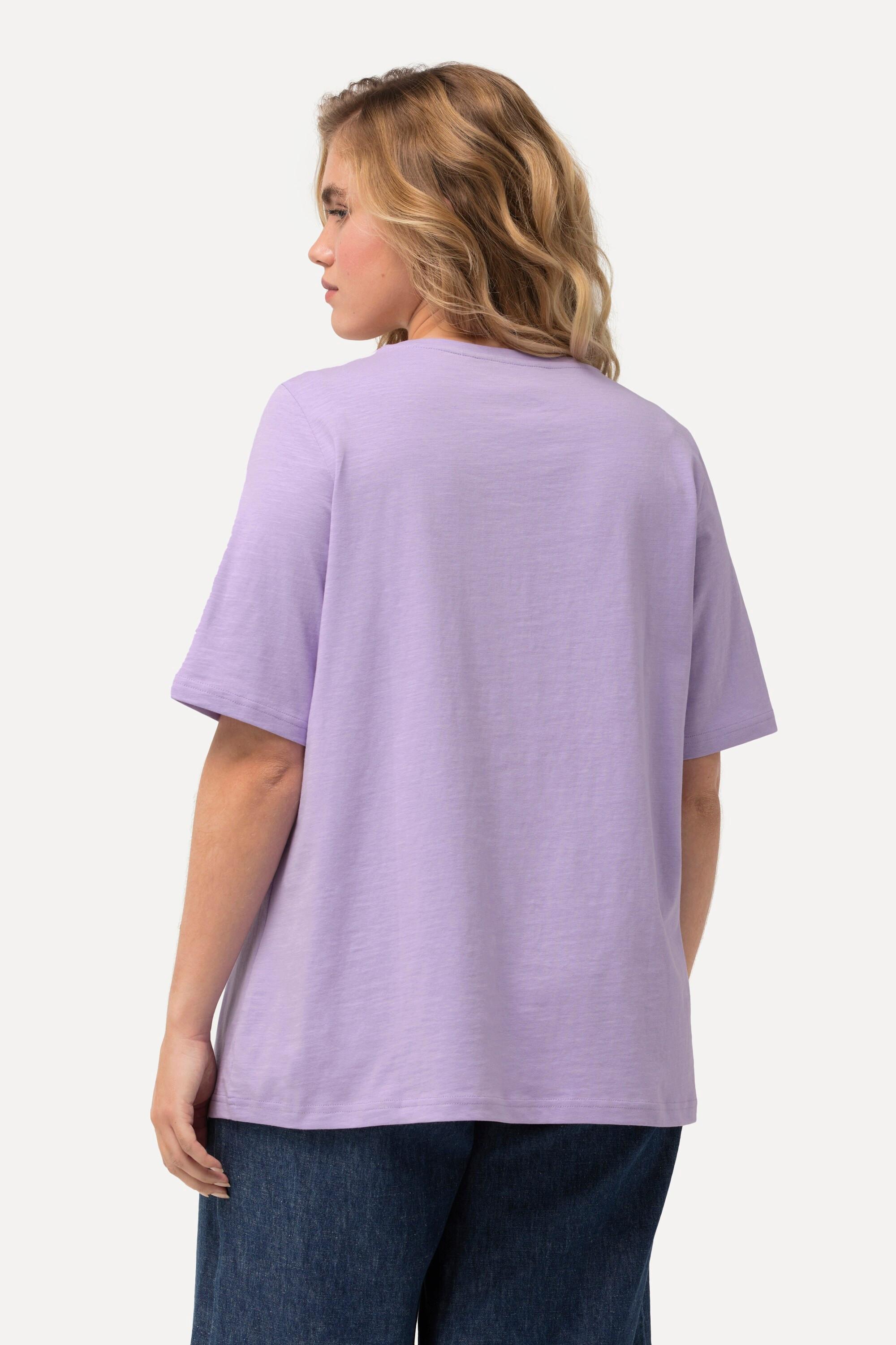 Ulla Popken T-Shirt Classica Paillettes Scollo a V Mezza Manica  