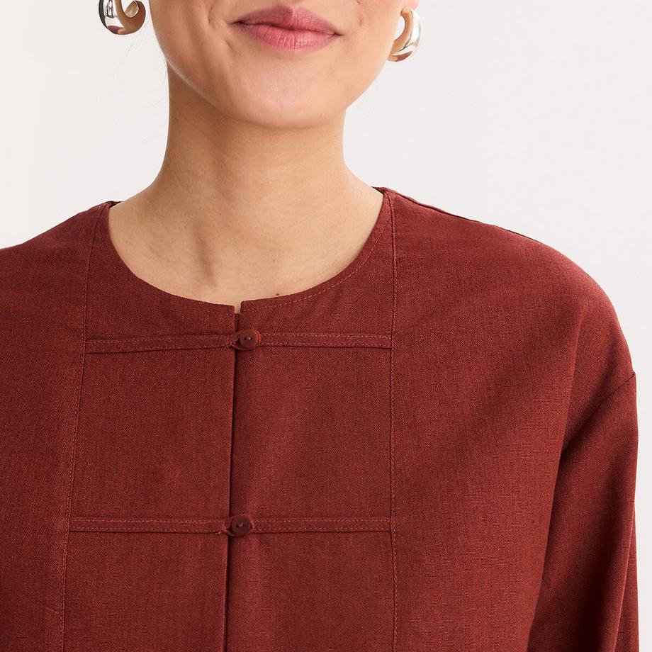 La Redoute Collections Veste Droite Col Rond Lin Viscose  