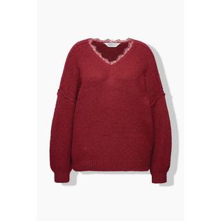 Studio Untold Pull Oversize Encolure V Dentelle Manches Longues  