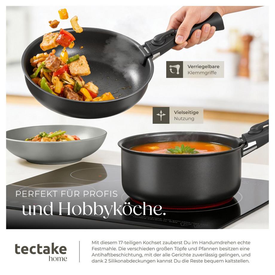 Tectake Set iniziale da cucina Una/Parma Set di stoviglie in gres, smaltate  