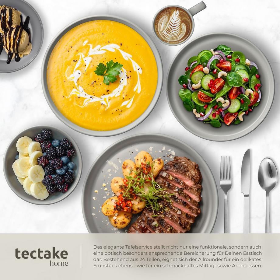 Tectake Set iniziale da cucina Una/Parma Set di stoviglie in gres, smaltate  