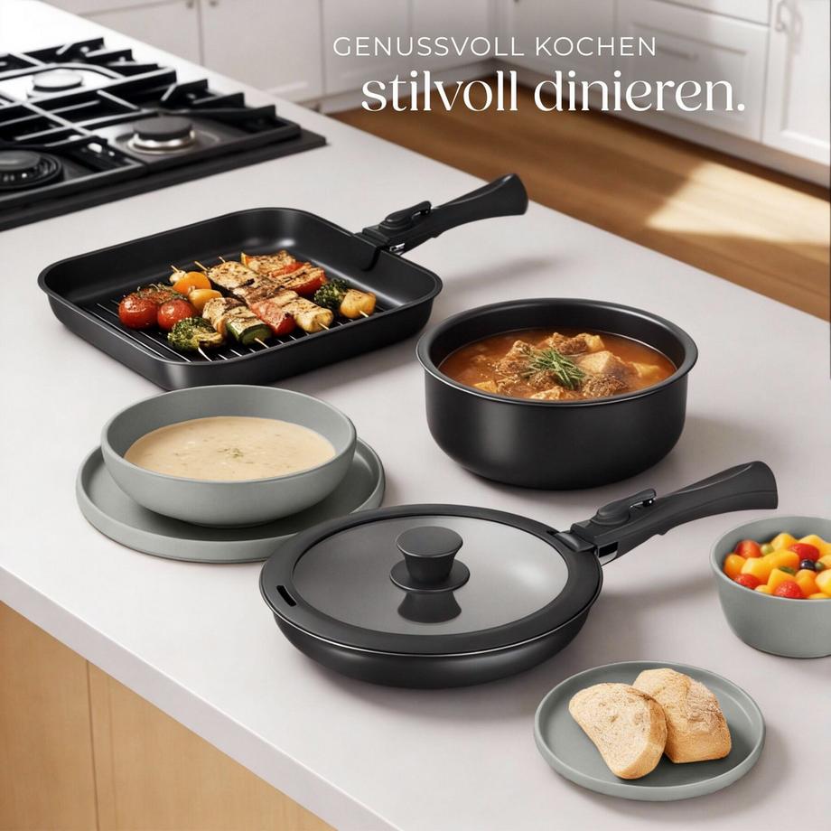 Tectake Set iniziale da cucina Una/Parma Set di stoviglie in gres, smaltate 41 pezzi  