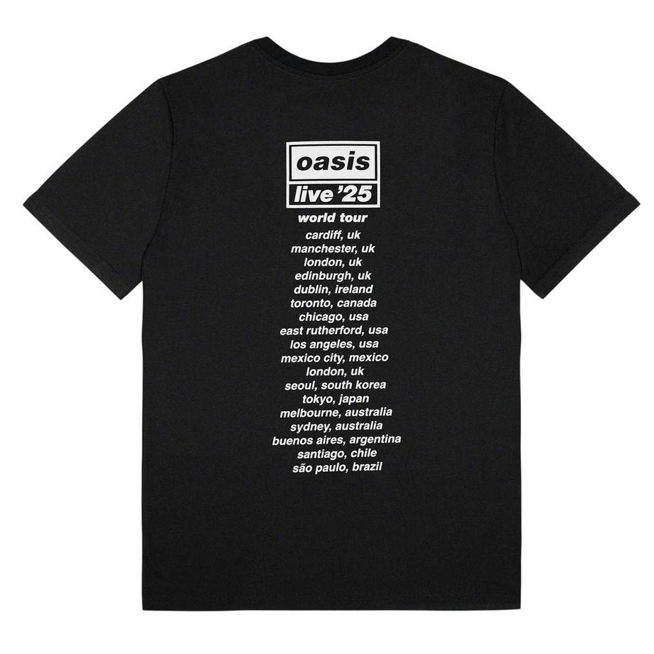 Oasis T-Shirt Live '25 World Tour avec Imprimé au Dos  