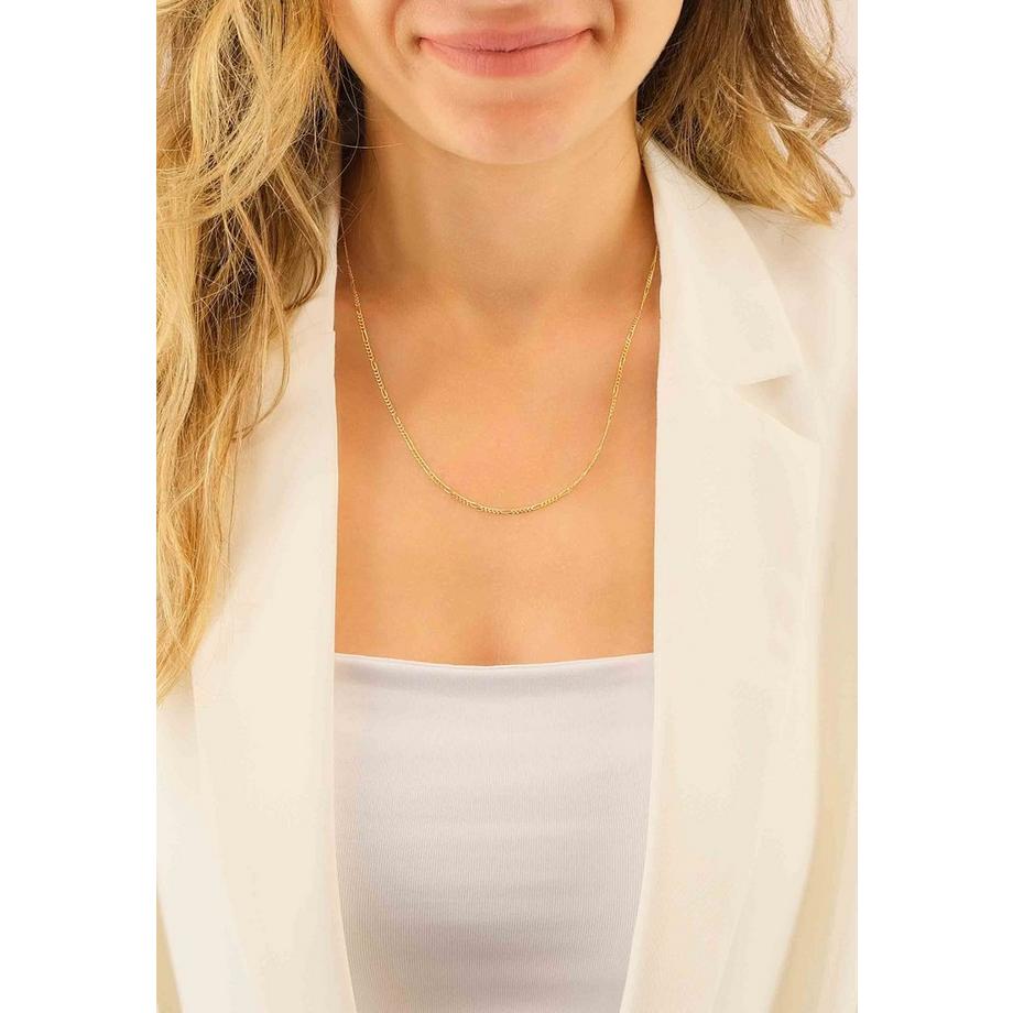 MUAU Schmuck  Collier figaro or jaune 750, 1,8mm, 38cm 