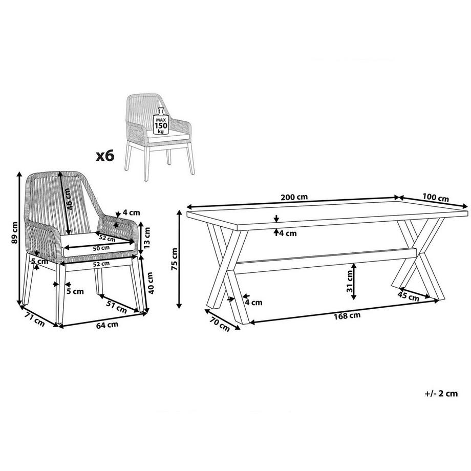 Beliani Gartentisch mit Stühlen aus Faserzement Industriell OLBIA  