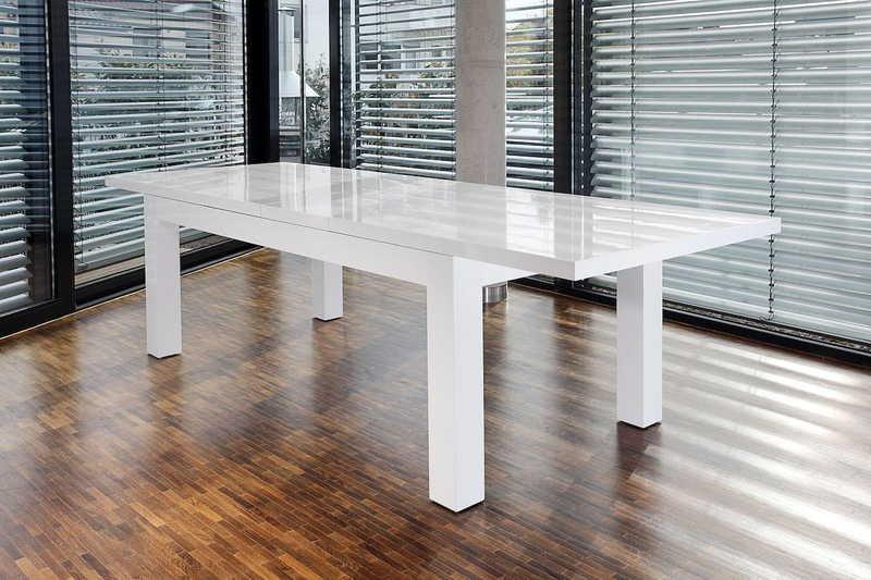 mutoni Table à manger 180-260x90cm blanc  