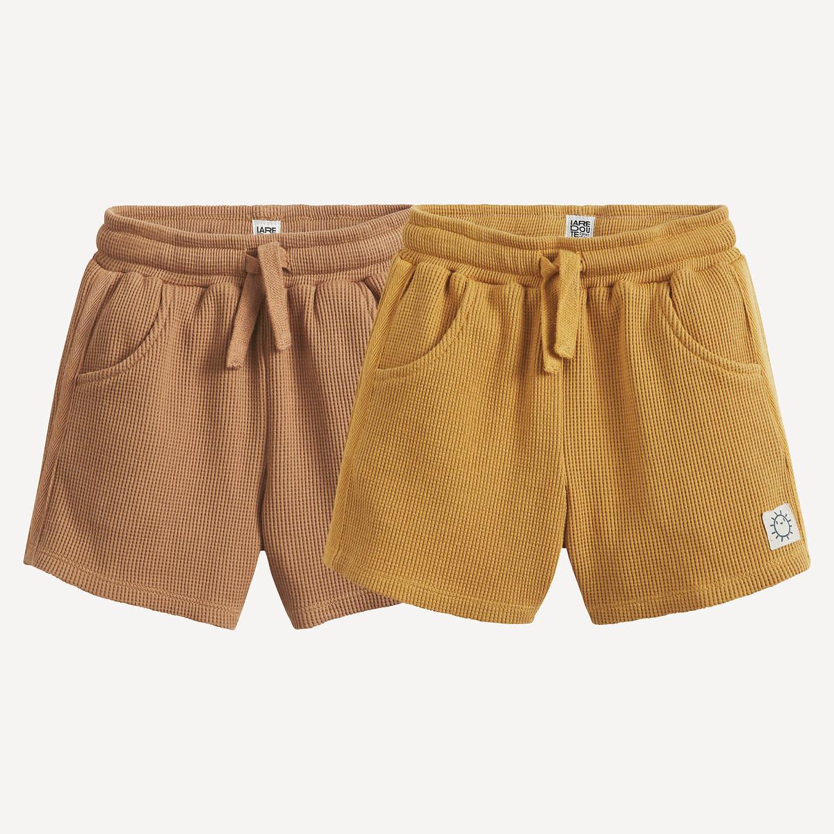 La Redoute Collections  Lot de 2 shorts en maille nid d'abeille 