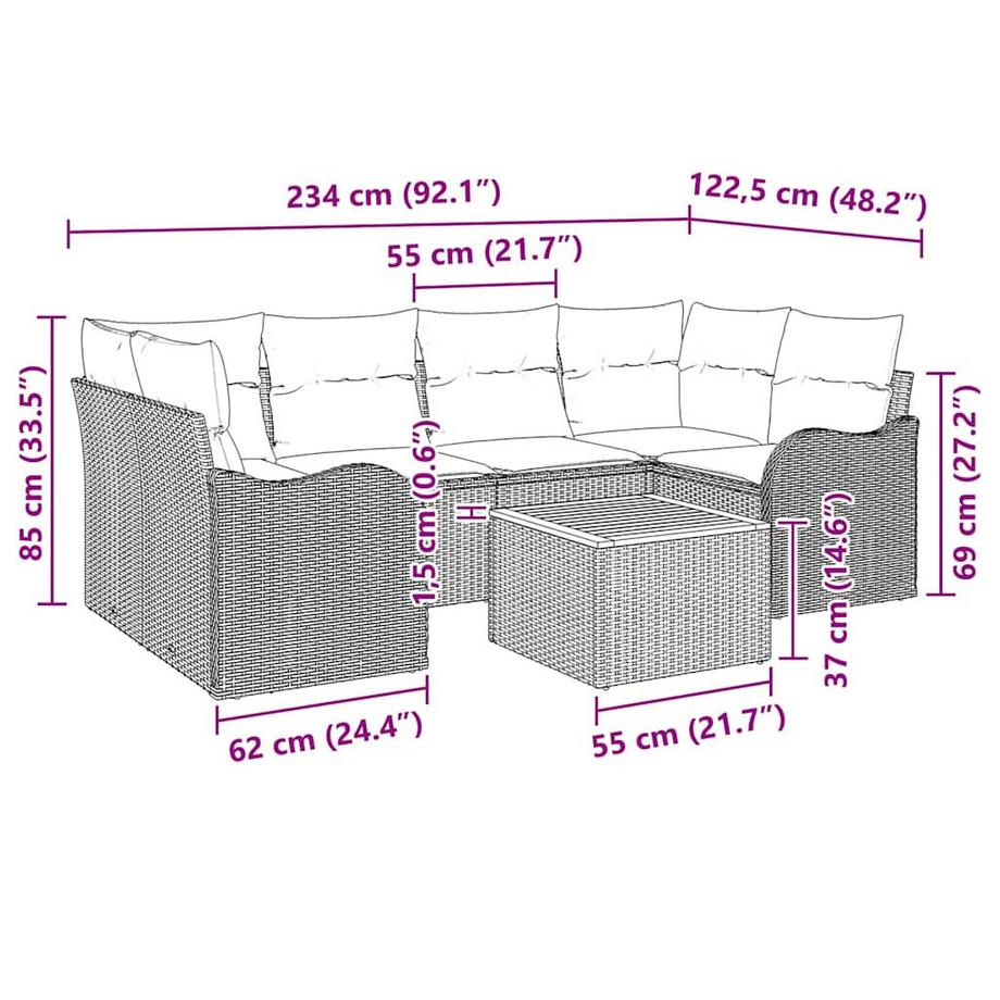 VidaXL Gartensofa-set poly-rattan  