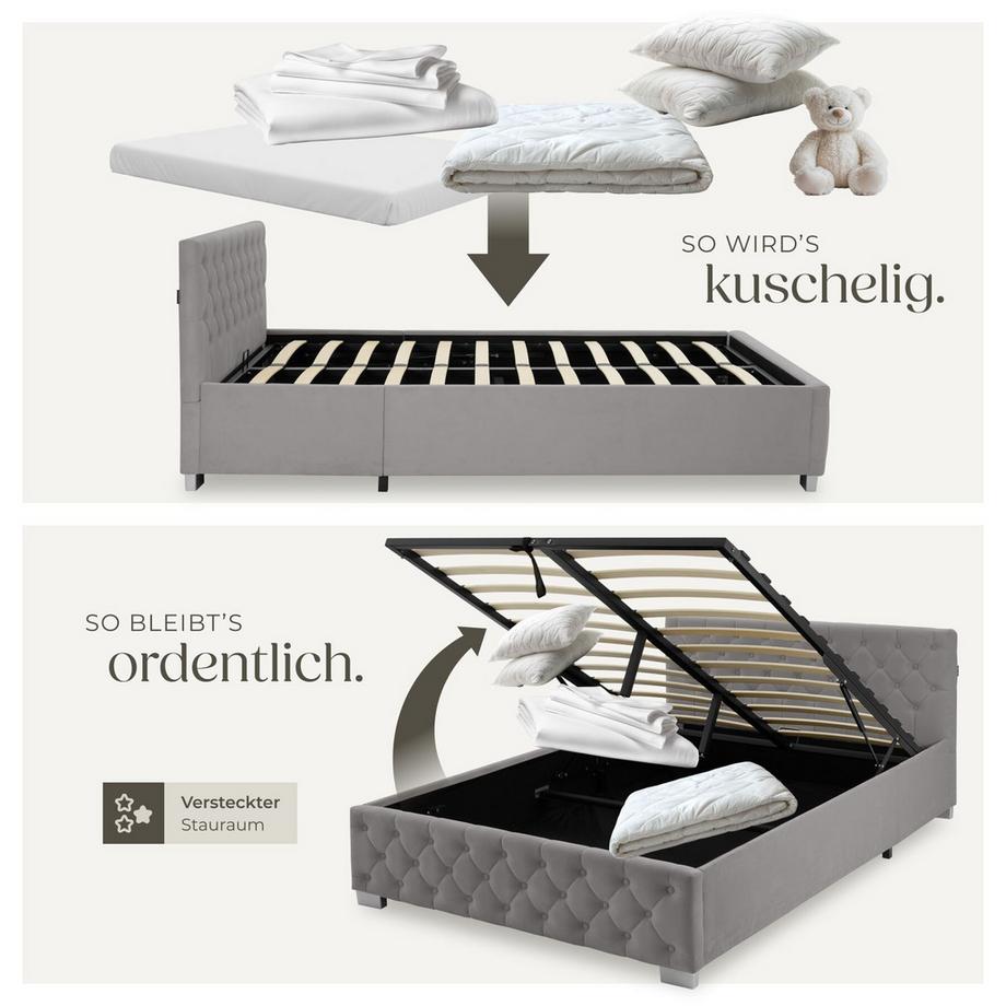 Tectake Letto trapuntato Venezia Effetto velluto con motivo trapuntato  