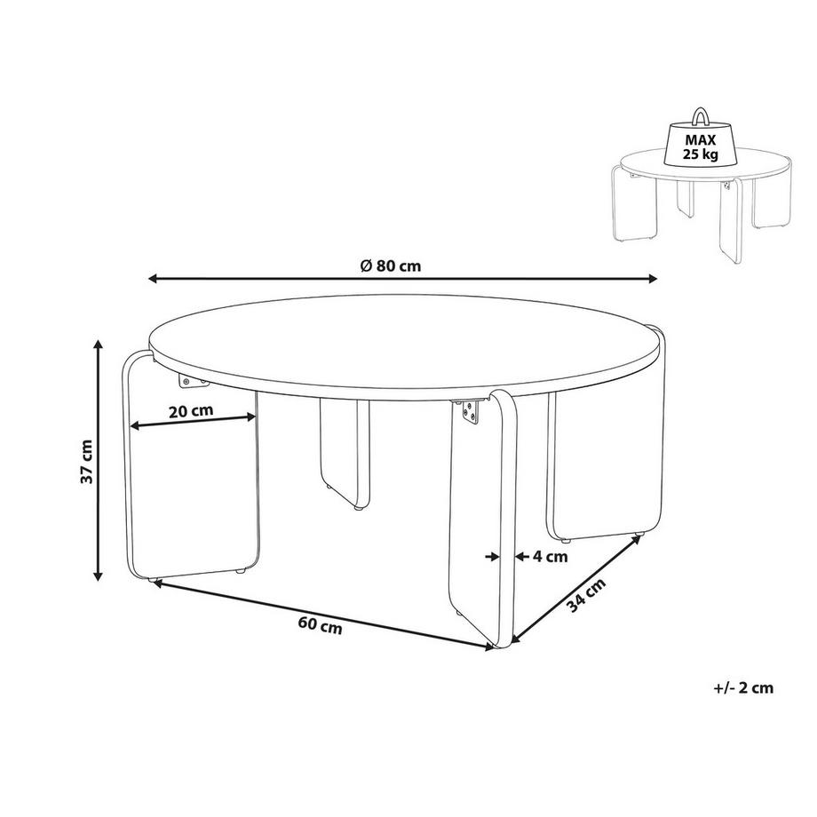 Beliani Couchtisch aus Marmor Modern LUNO  