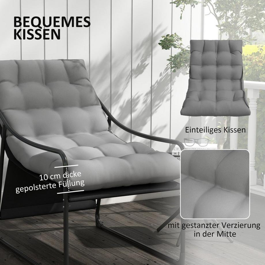 Northio Gartensessel Gartenstuhl Mit Dickem Sitzkissen Garten Loungesessel Mit Armlehne, Bis 120 Kg Belastbar, Für Garten, Balkon, Grau  