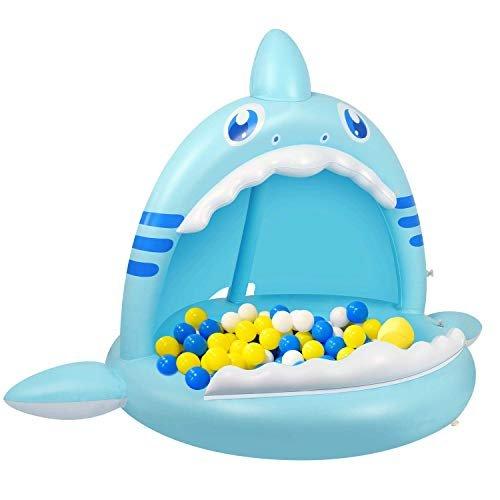 Activity-board  Babybecken, Haifischplanschbecken für Kleinkinder mit Abdeckung 