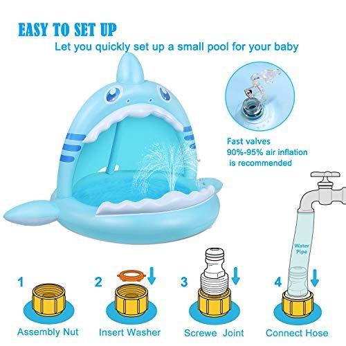 Activity-board  Babybecken, Haifischplanschbecken für Kleinkinder mit Abdeckung 